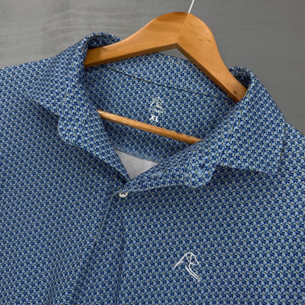 Rhoback Blue Angels Air Force Polo Shirt Blue Performance Stretch Golf XL